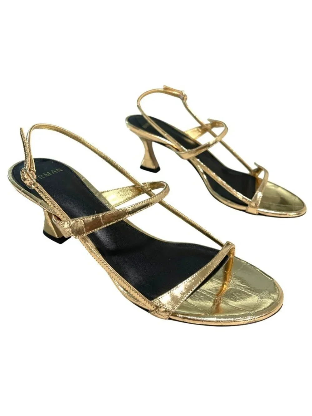 Alexandre Birman $695 Gold Strappy Tita Croco Cage Slingback Sandals 38 8